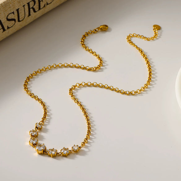 Wholesale Ins Style Geometric Stainless Steel 18K Gold Plated Oshaped Chain Pendant Necklace For Women