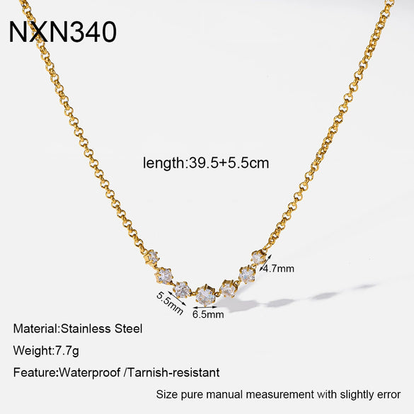 Wholesale Ins Style Geometric Stainless Steel 18K Gold Plated Oshaped Chain Pendant Necklace For Women