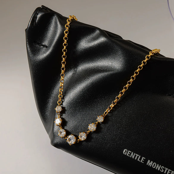 Wholesale Ins Style Geometric Stainless Steel 18K Gold Plated Oshaped Chain Pendant Necklace For Women