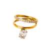 Wholesale Ins Style Geometric Stainless Steel 18K Gold Plated Zircon Ring For Women