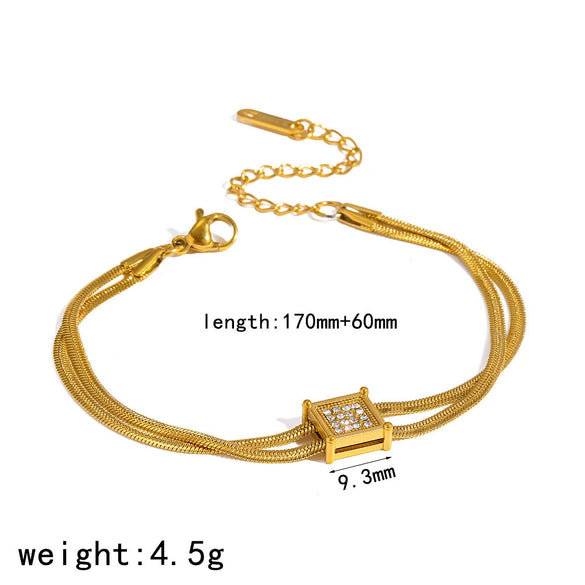 Wholesale Ins Style Geometric Stainless Steel 18K Gold Vacuum Plated Women's Bracelet