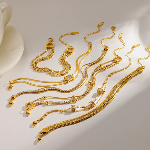 Wholesale Ins Style Geometric Stainless Steel 18K Gold Vacuum Plated Women's Bracelet