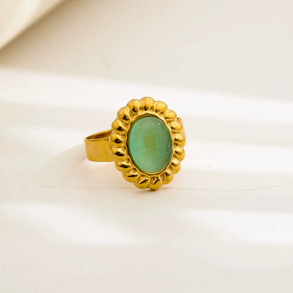 Wholesale Ins Style Geometric Titanium Steel 18K Goldplated Round Ring For Women