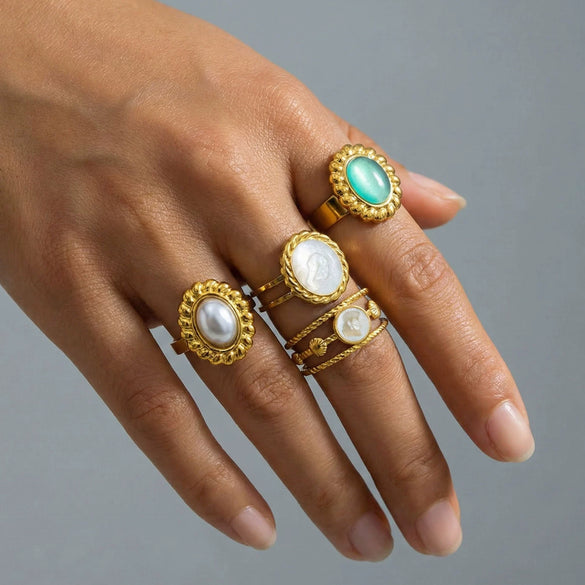 Wholesale Ins Style Geometric Titanium Steel 18K Goldplated Round Ring For Women