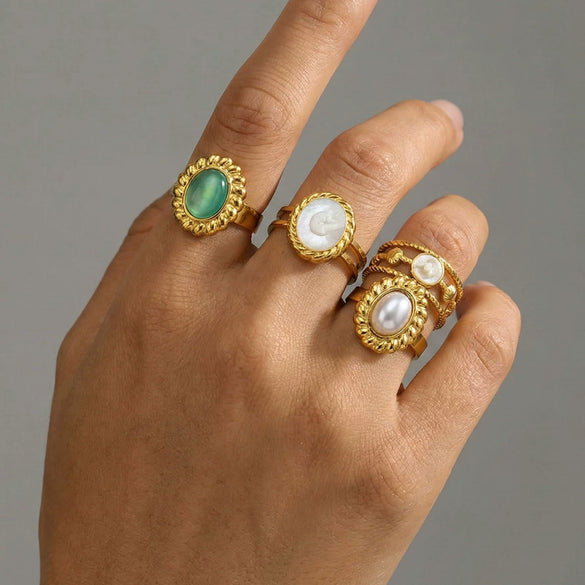 Wholesale Ins Style Geometric Titanium Steel 18K Goldplated Round Ring For Women