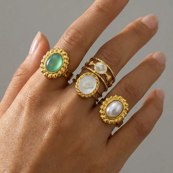 Wholesale Ins Style Geometric Titanium Steel 18K Goldplated Round Ring For Women
