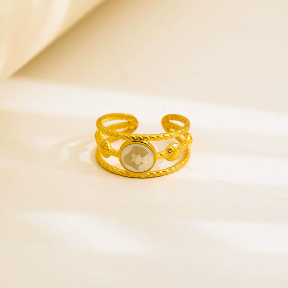 Wholesale Ins Style Geometric Titanium Steel 18K Goldplated Round Ring For Women