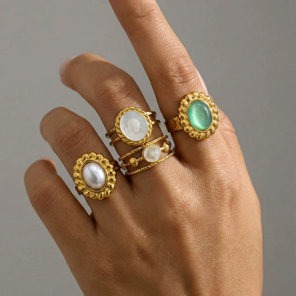 Wholesale Ins Style Geometric Titanium Steel 18K Goldplated Round Ring For Women