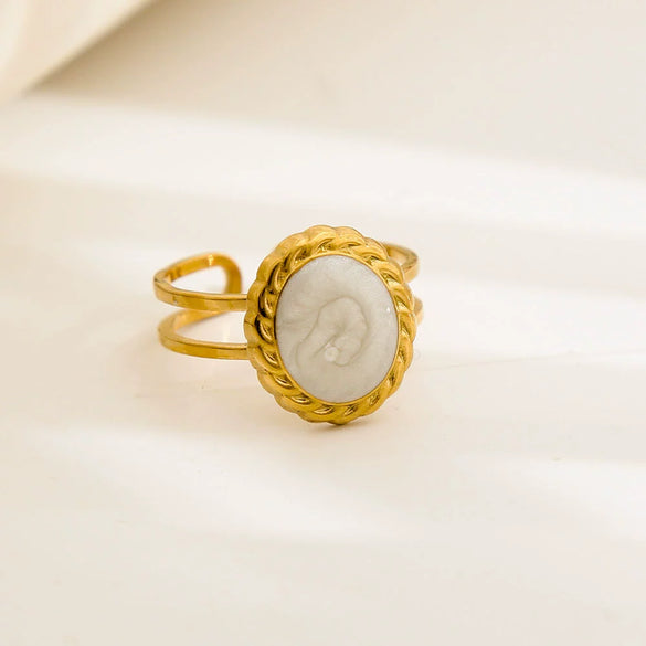 Wholesale Ins Style Geometric Titanium Steel 18K Goldplated Round Ring For Women