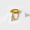 Wholesale Ins Style Geometric Water Drop Zircon Stainless Steel Ring 18K Gold Plated For Women