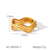 Wholesale Ins Style Geometric Wavy Line Stainless Steel 18K Gold Electroplated Women's Ring