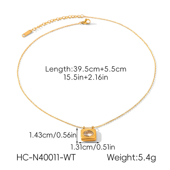 Wholesale Ins Style Geometric Zircon Pendant 18K Goldplated Stainless Steel Necklace For Women