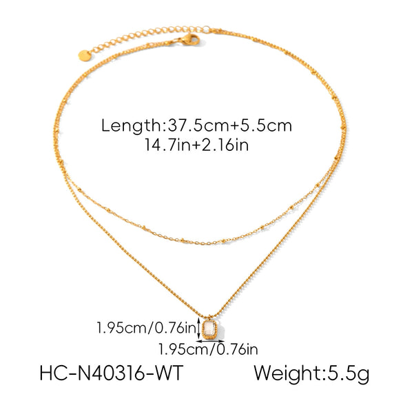 Wholesale Ins Style Geometric Zircon Pendant 18K Goldplated Stainless Steel Necklace For Women