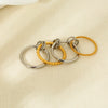 Wholesale Ins Style Geometric Zirconia Stainless Steel 18K Gold Plated Braided Bead Fourlayer Ring For Women