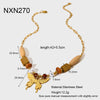 Wholesale Ins Style Gold Plated Stainless Steel Animal Zodiac Geometric Butterfly Pendant Necklace For Women