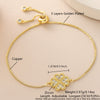 Wholesale Ins Style Goldplated Copper Fourleaf Clover Pendant Necklace With Pullout Bracelet Jewelry Set For Women