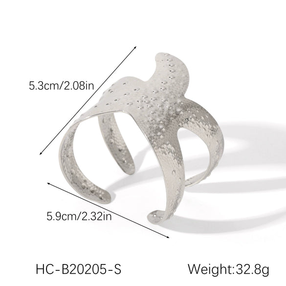 Wholesale Ins Style Hammer Pattern Starfish Stainless Steel Goldplated Bracelet