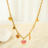 Wholesale Ins Style Heart Flower Pendant Stainless Steel Titanium Steel Necklace 18K Gold Plated Dripping Oil Jewelry For Women