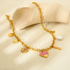 Wholesale Ins Style Heart Flower Pendant Stainless Steel Titanium Steel Necklace 18K Gold Plated Dripping Oil Jewelry For Women