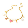 Wholesale Ins Style Heart Flower Pendant Stainless Steel Titanium Steel Necklace 18K Gold Plated Dripping Oil Jewelry For Women