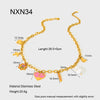 Wholesale Ins Style Heart Flower Pendant Stainless Steel Titanium Steel Necklace 18K Gold Plated Dripping Oil Jewelry For Women