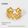 Wholesale Ins Style Heartshaped Spliced Stainless Steel 18K Gold Plated Open Ring Jewelry For Women
