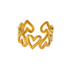 Wholesale Ins Style Heartshaped Spliced Stainless Steel 18K Gold Plated Open Ring Jewelry For Women