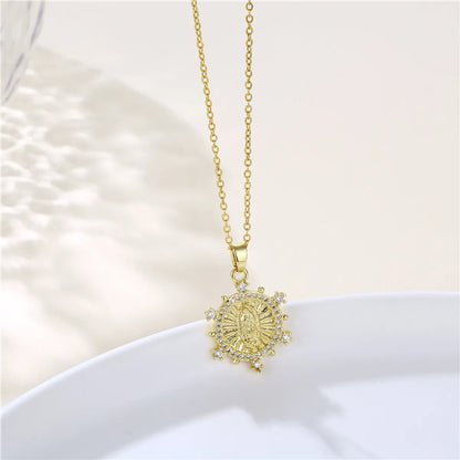 Ins Style Human Faith Stainless Steel Titanium Steel Plating Inlay Zircon 18k Gold Plated Gold Plated Pendant Necklace