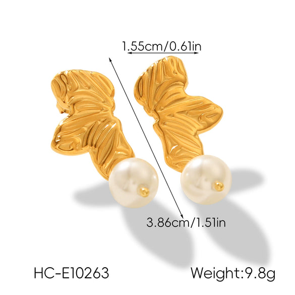 Wholesale Ins Style 18K Gold Electroplated Stainless Steel Geometric Leaf Earrings For Women