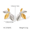 Wholesale Ins Style 18K Gold Electroplated Stainless Steel Geometric Leaf Earrings For Women