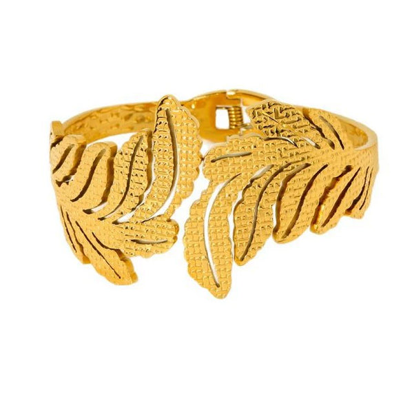 Wholesale Ins Style Leafshaped Stainless Steel 18K Gold Electroplated Bracelet Jewelry For Women
