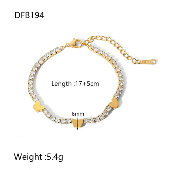 Wholesale Ins Style Light Luxury Geometric Stainless Steel 18K Gold Plated Butterfly Flower Bracelet Jewelry For Women