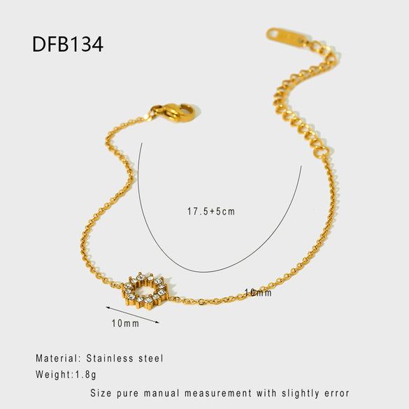Wholesale Ins Style Light Luxury Geometric Stainless Steel 18K Gold Plated Butterfly Flower Bracelet Jewelry For Women