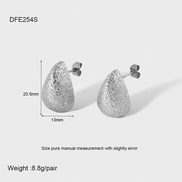 Wholesale Ins Style Light Luxury Matte Geometric Water Drop Goldplated Stainless Steel Earrings For Women