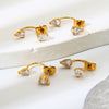 Wholesale Ins Style Minimalist Drop Shape Zircon Stainless Steel 18K Gold Plated Earrings For Women