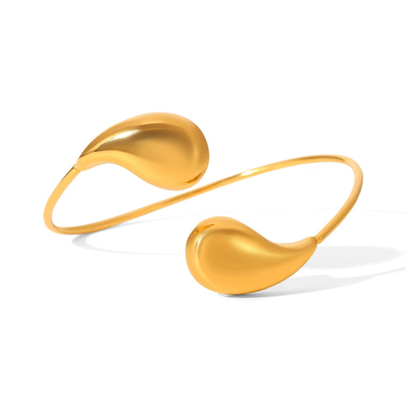 Wholesale Ins Style Minimalist Electroplated Stainless Steel Dropshaped Open Bracelet Jewelry