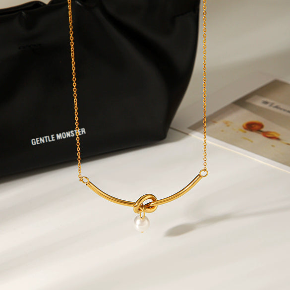 Wholesale Ins Style Minimalist Geometric Stainless Steel Electroplated Ochain Pendant Necklace For Women