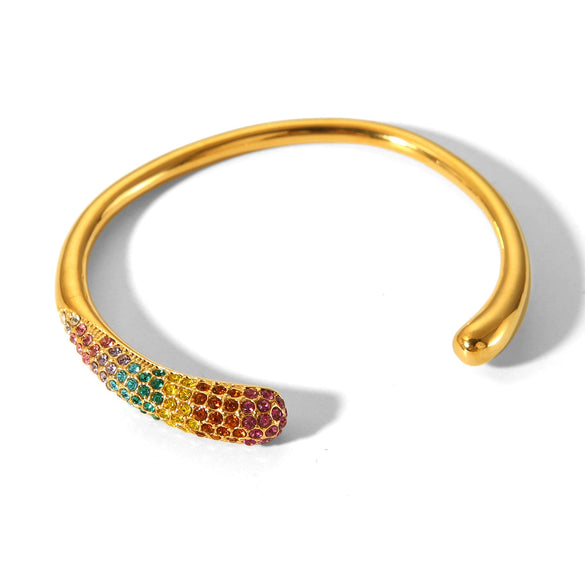 Wholesale Ins Style Minimalist Open Bracelet Electroplated Titanium Steel And Stainless Steel Inlaid With Pearls Hand Jewelry