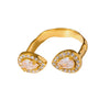 Wholesale Ins Style Minimalist Stainless Steel Open Ring With Double Teardrop Zircon For Women