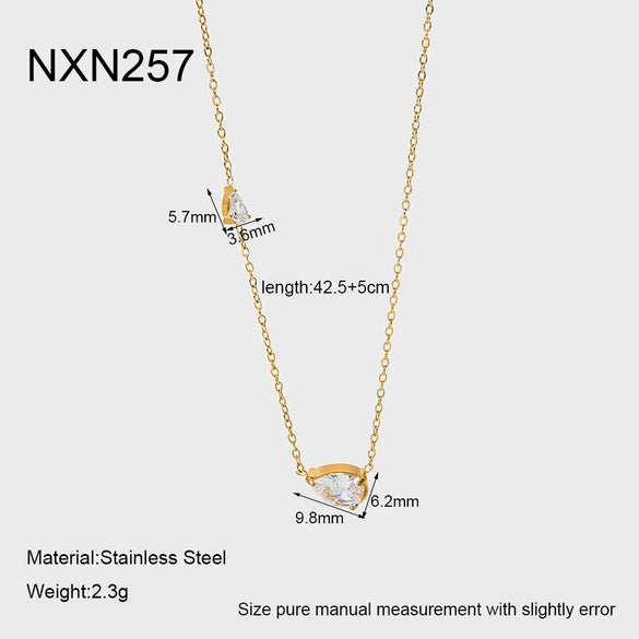 Wholesale Ins Style Minimalist Teardrop Zircon Stainless Steel 18K Gold Plated Pendant Necklace For Women