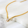 Wholesale Ins Style Minimalist Water Drop Geometric Zircon Stainless Steel Pendant Necklace For Women 18K Gold Plated