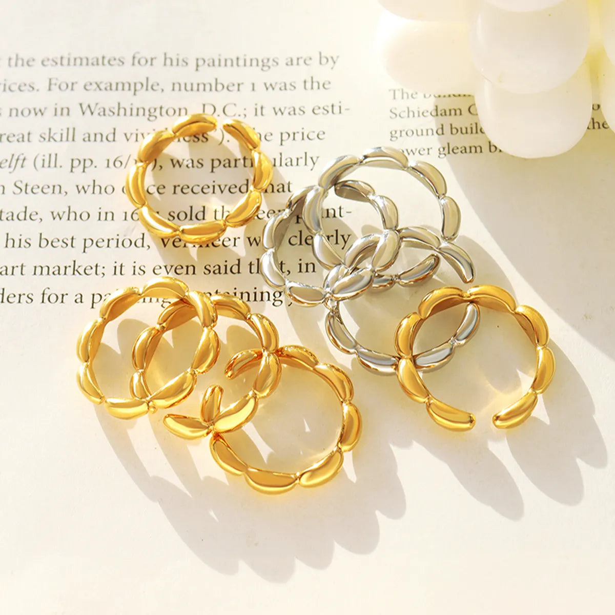 Wholesale Jewelry INS Style Modern Style Oval 304 Stainless Steel 18K Gold Plated Plating Open Ring