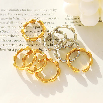 Wholesale Jewelry INS Style Modern Style Oval 304 Stainless Steel 18K Gold Plated Plating Open Ring