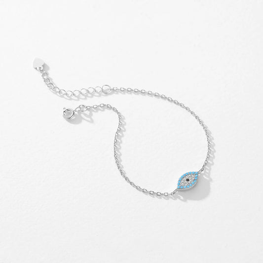 Wholesale Ins Style Simple Style Devil'S Eye Sterling Silver Rhodium Plated Turquoise Zircon Bracelets