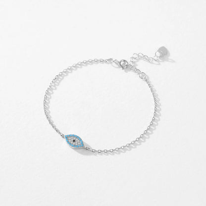 Wholesale Ins Style Simple Style Devil'S Eye Sterling Silver Rhodium Plated Turquoise Zircon Bracelets