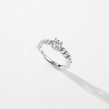 Simple Style Sterling Silver Chain Inlay Zircon Rhodium Plated Rings