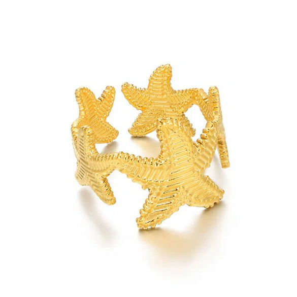 Wholesale Ins Style Simple Titanium Steel And Stainless Steel Ring 18K Goldplated Asymmetrical Geometric Jewelry For Women
