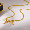 Wholesale Ins Style Stainless Steel Bow Snake Bone Chain Clavicle Necklace For Women With Vacuum Real Gold Plating
