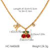 Wholesale Ins Style Stainless Steel Cherry Shaped Fruit Pattern Vacuum Electroplated In Furnace Pendant Necklace For Women