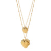 Wholesale Ins Style Stainless Steel Geometric Hammered Heart Pendant 14K Gold Plated Doublelayer Necklace For Women